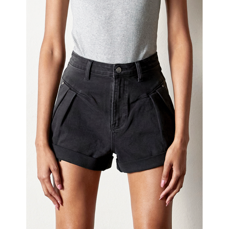 Country Denim Pleated Shorts