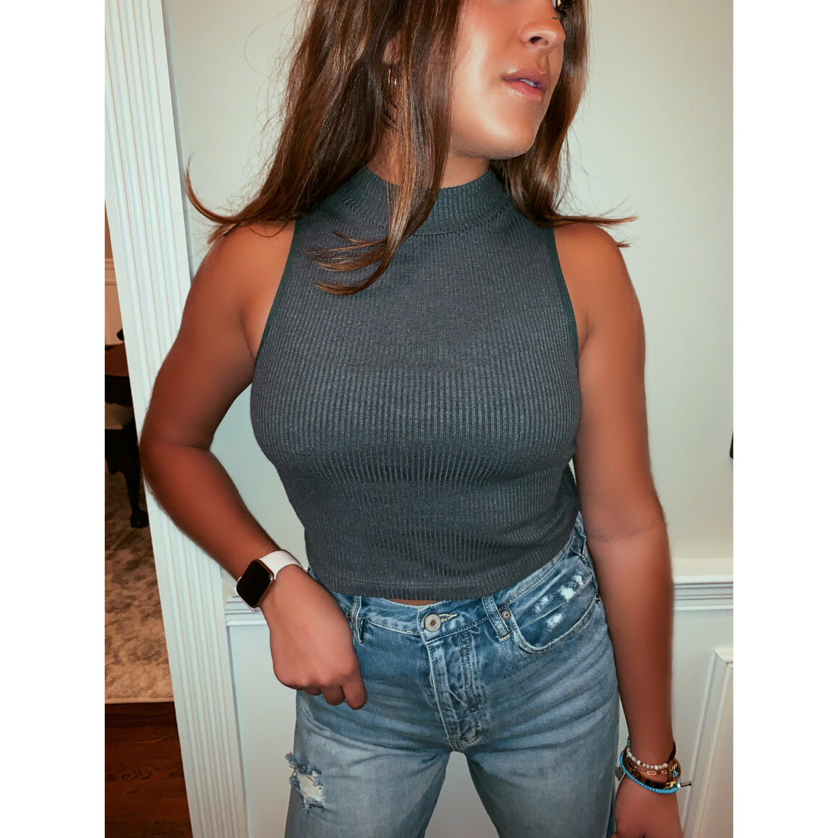 Crop Mock Neck Tank