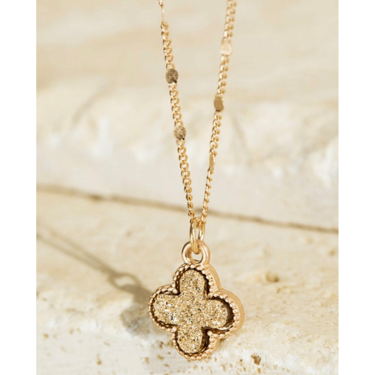 Clover Faux Druzy Necklace