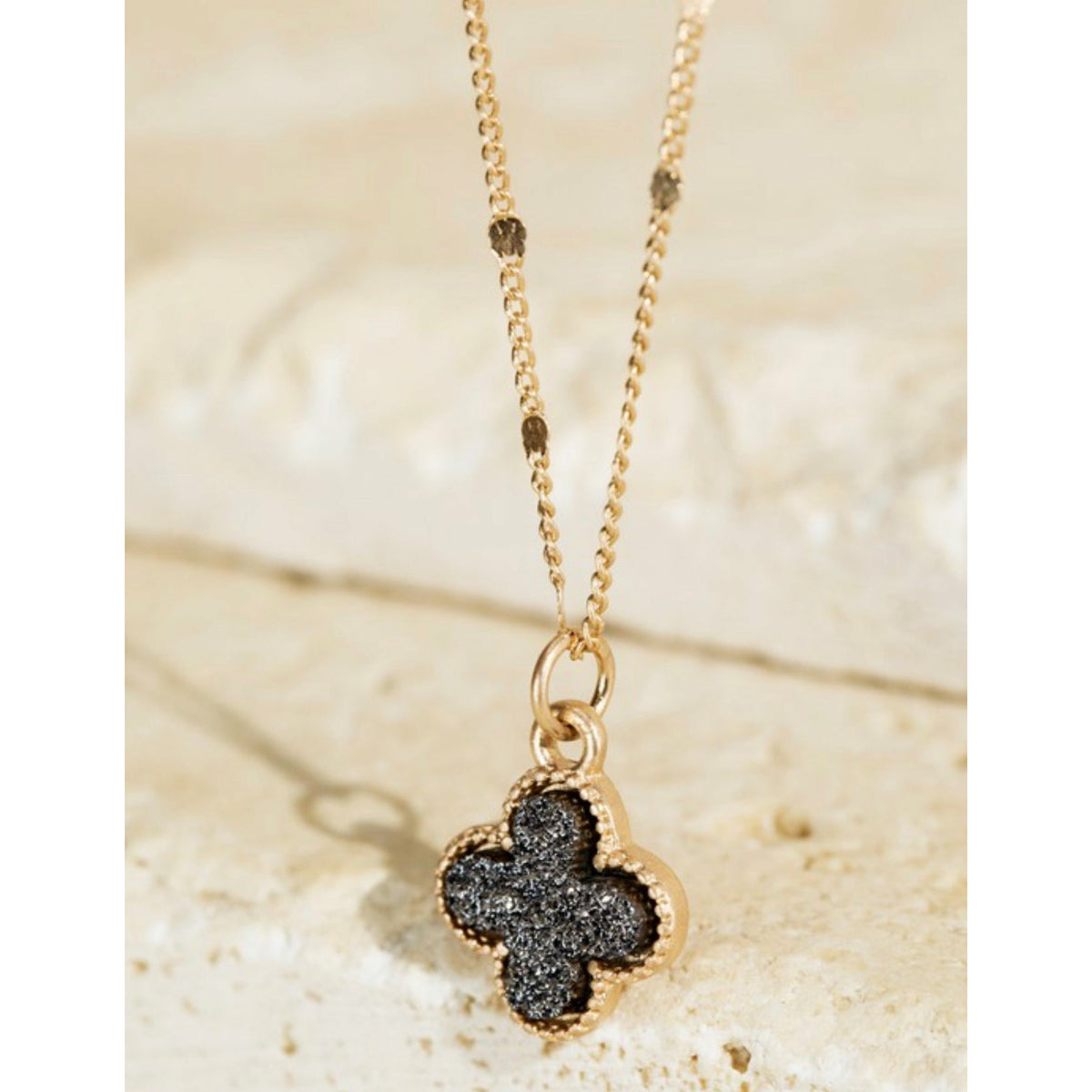 Clover Faux Druzy Necklace