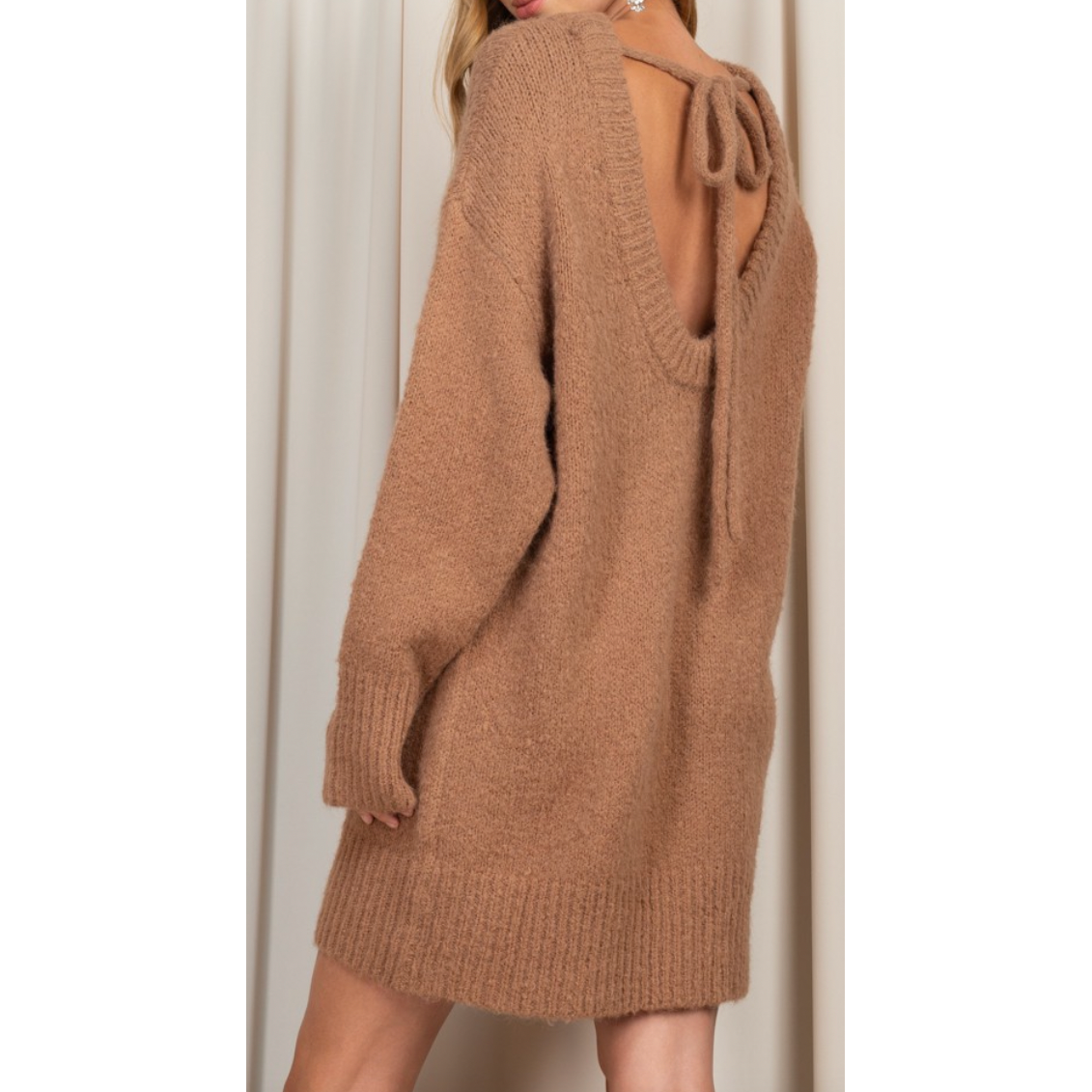 Mocha Open Back Tunic Dress